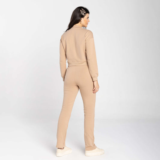 Blusão Cropped Tech Impermeável Feminino - Bege Camel