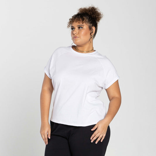 Tech T-Shirt Anti Odor Raglan Plus Feminina - Branco