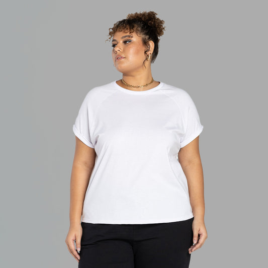 Tech T-Shirt Anti Odor Raglan Plus Feminina - Branco