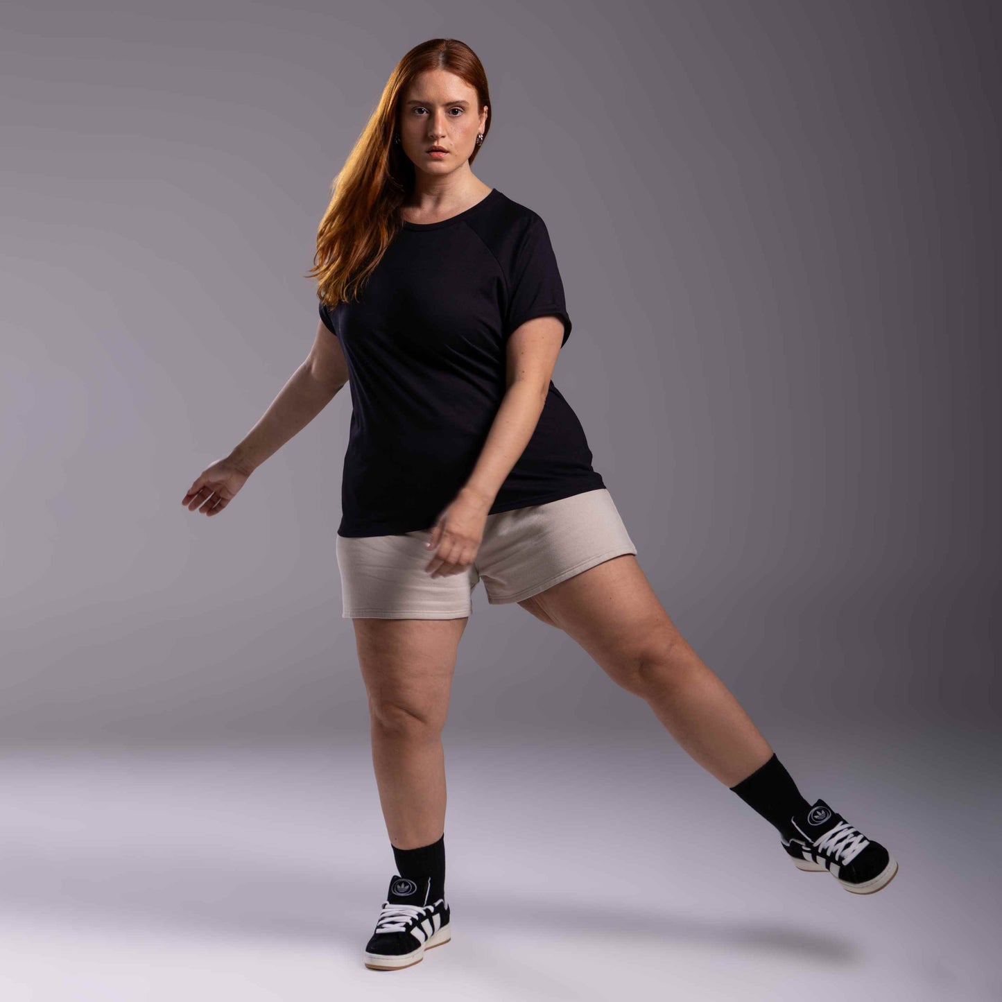 Tech T-Shirt Anti Odor Raglan Plus Feminina - Preto