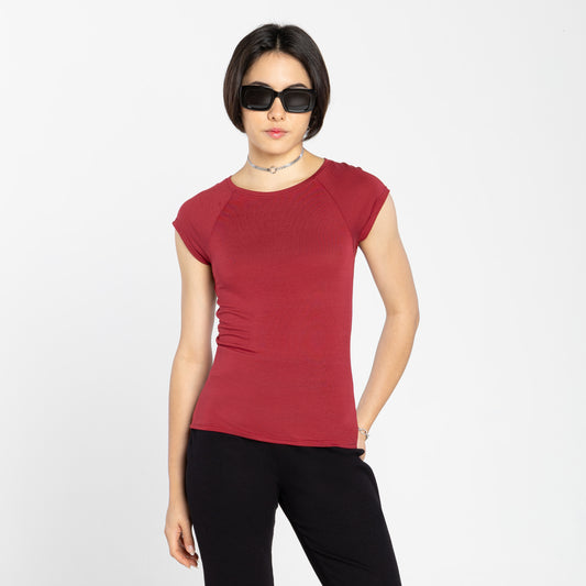 Tech T-Shirt Modal Raglan Feminina - Vermelho Escarlate