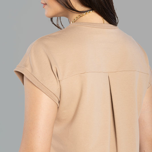 Tech T-Shirt Boxy Comfort Impermévael Feminina - Bege Camel