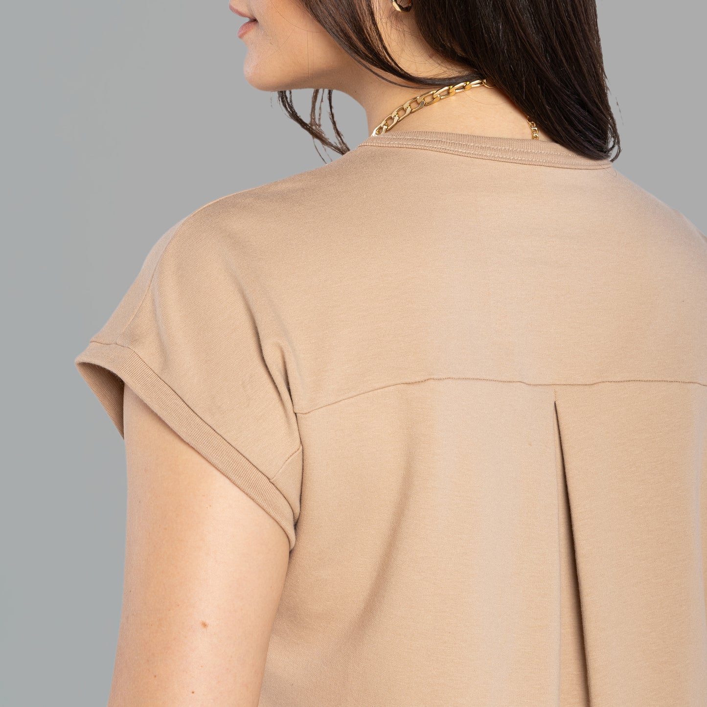 Tech T-Shirt Boxy Comfort Impermévael Feminina - Bege Camel