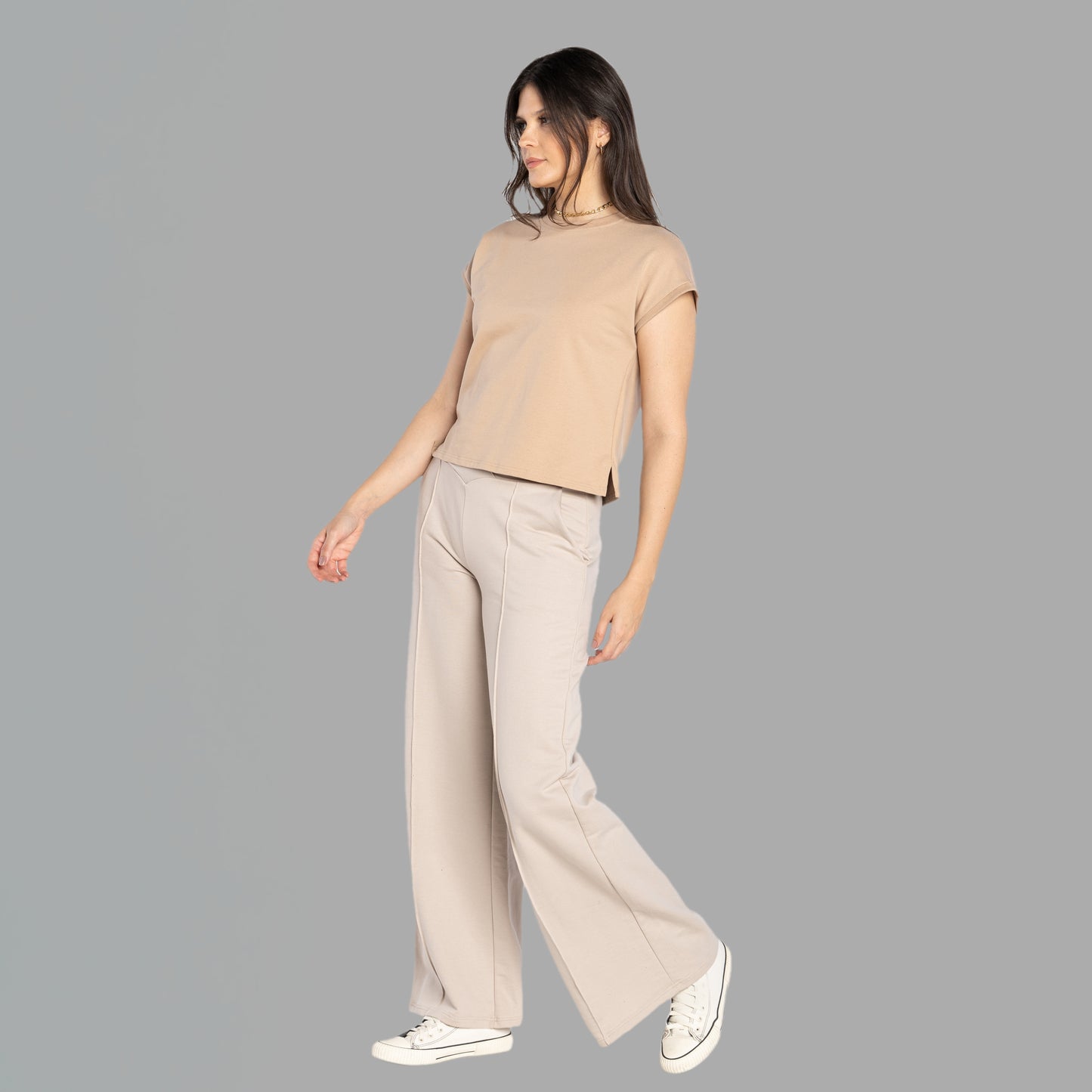 Tech T-Shirt Boxy Comfort Impermévael Feminina - Bege Camel