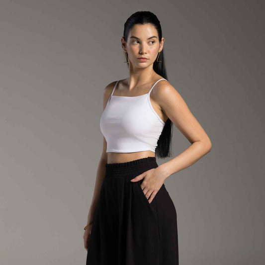 Top Cropped Tech Comfort Anti Odor Decote Reto Feminino - Branco