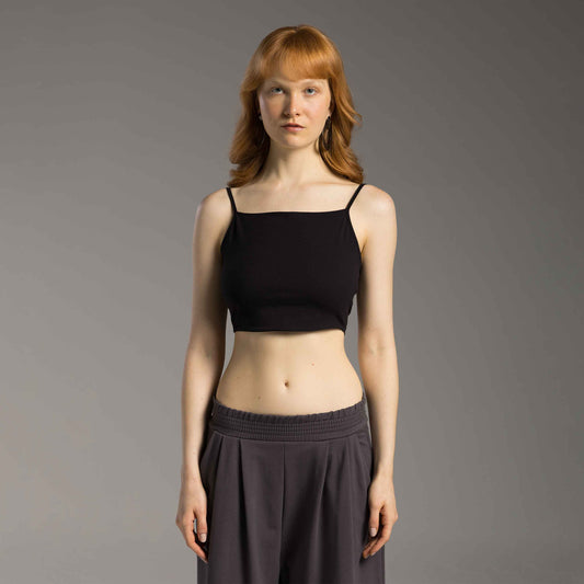 Top Cropped Tech Comfort Anti Odor Decote Reto Feminino - Preto