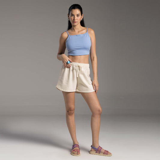 Top Cropped Tech Comfort Anti Odor Decote Reto Feminino - Azul Provence