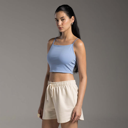 Top Cropped Tech Comfort Anti Odor Decote Reto Feminino - Azul Provence