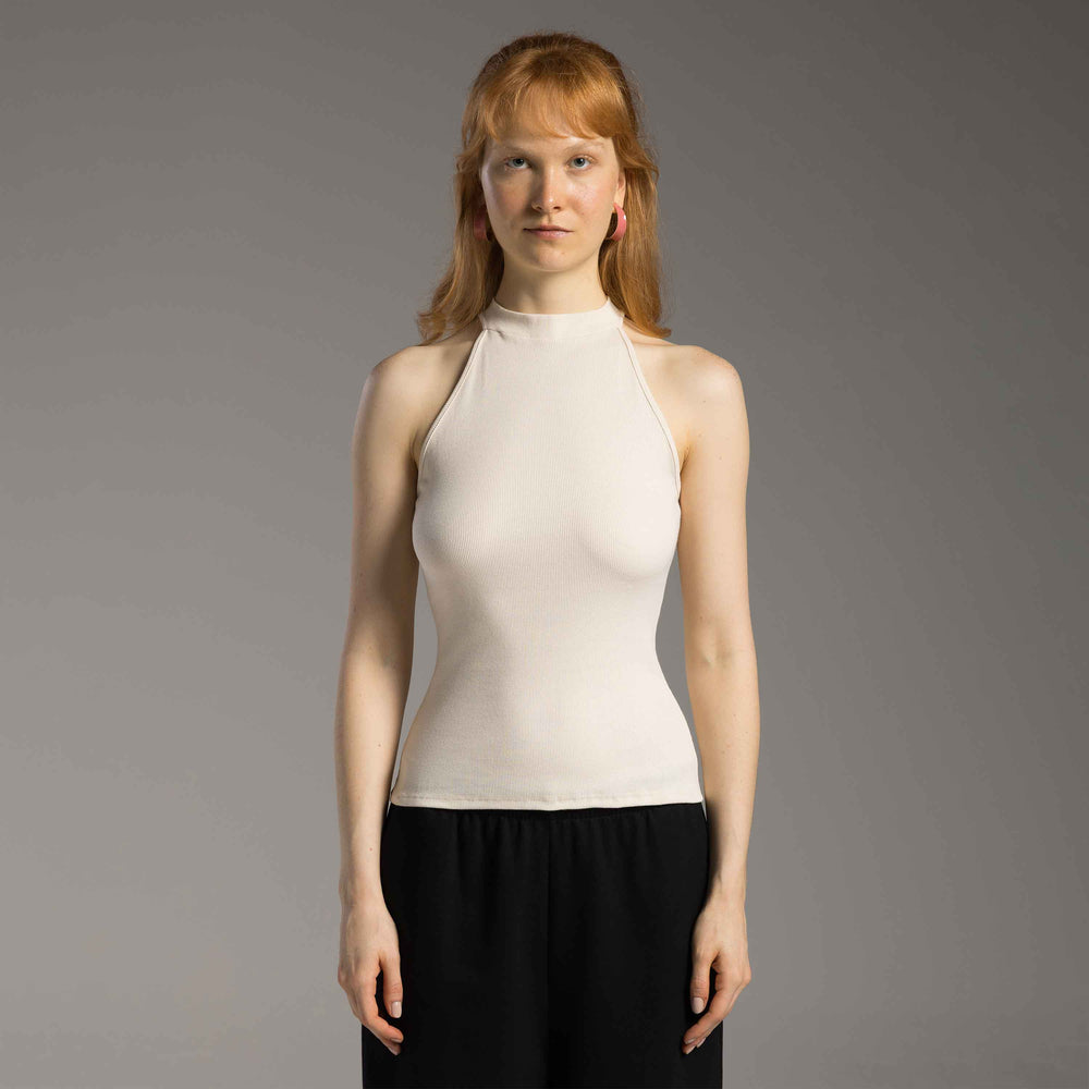 Blusa Ribana Tech Anti Odor Halter Neck Feminina - Off Vanilla