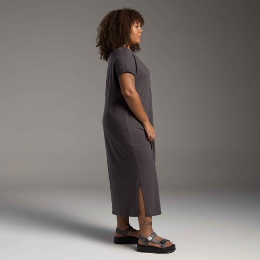 Vestido Midi Tech Air Plus - Cinza Carvão