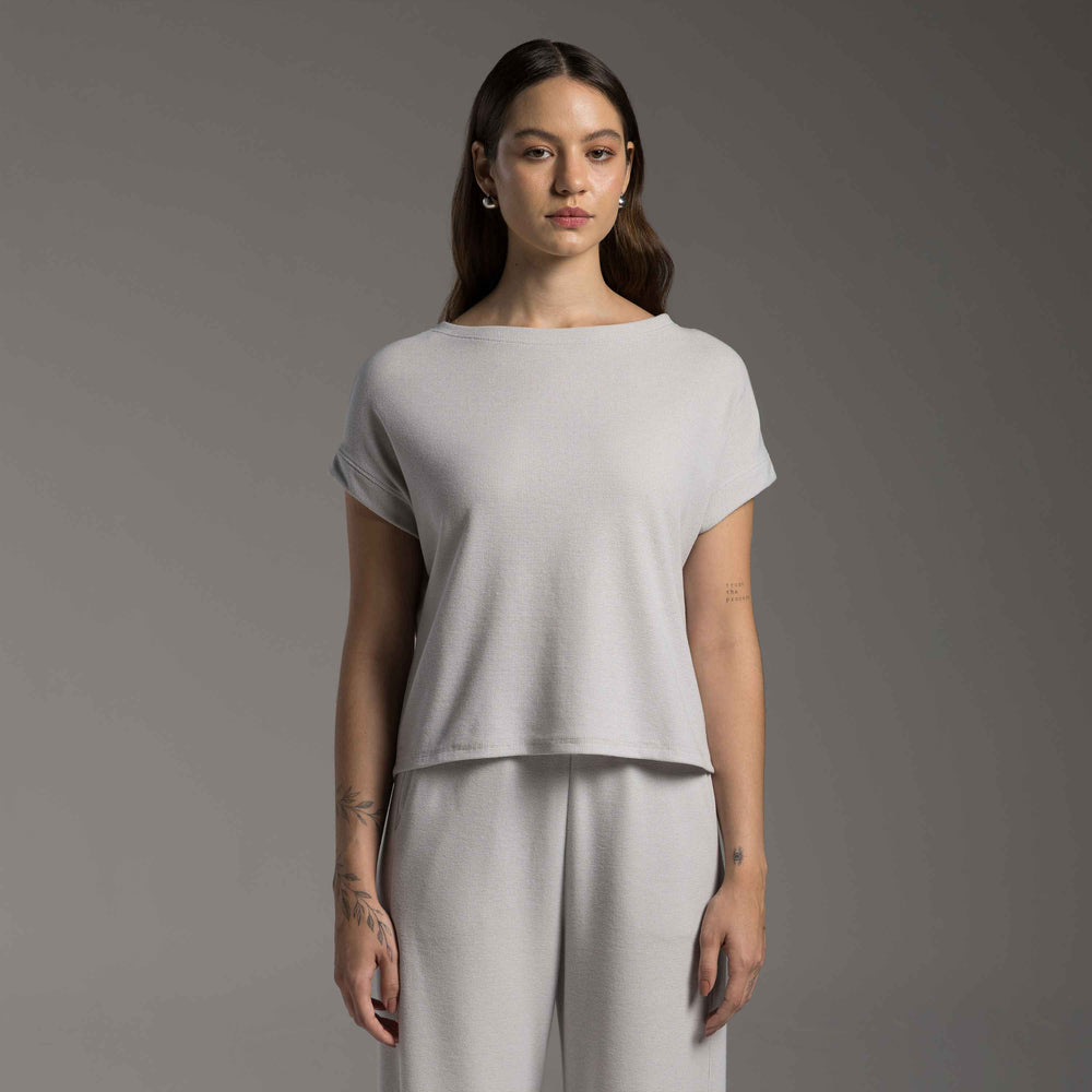Tech T-Shirt Waffle Anti Odor Abertura Costas Feminina - Cinza  Granizo