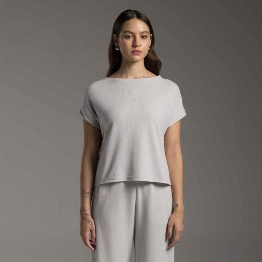 Tech T-Shirt Waffle Anti Odor Abertura Costas Feminina - Cinza  Granizo