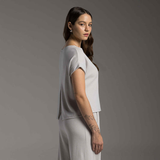 Tech T-Shirt Waffle Anti Odor Abertura Costas Feminina - Cinza  Granizo