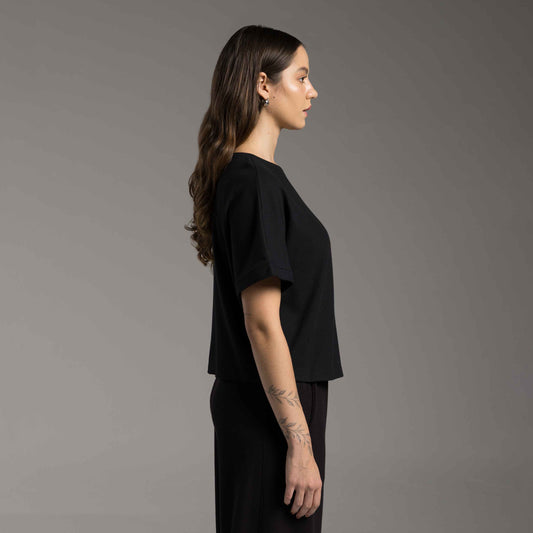 Blusa Tech Cropped Waffle Anti Odor Feminina - Preto