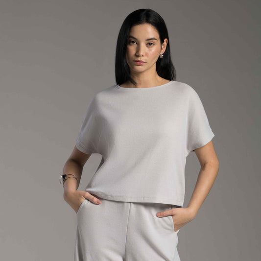 Blusa Tech Cropped Waffle Anti Odor Feminina - Cinza  Granizo