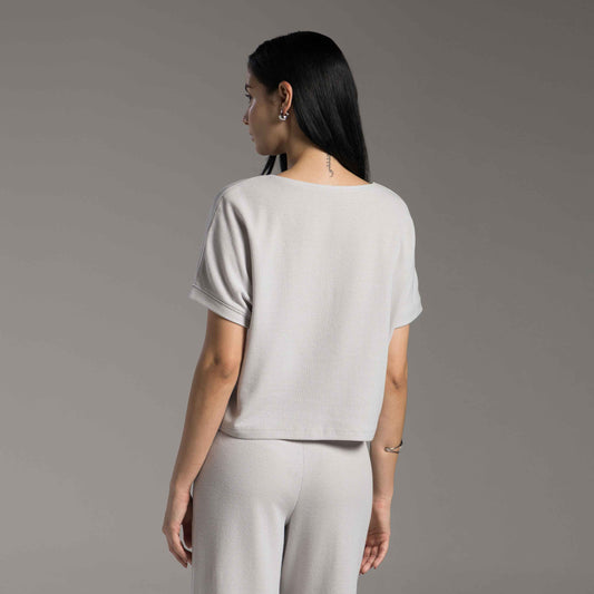 Blusa Tech Cropped Waffle Anti Odor Feminina - Cinza  Granizo