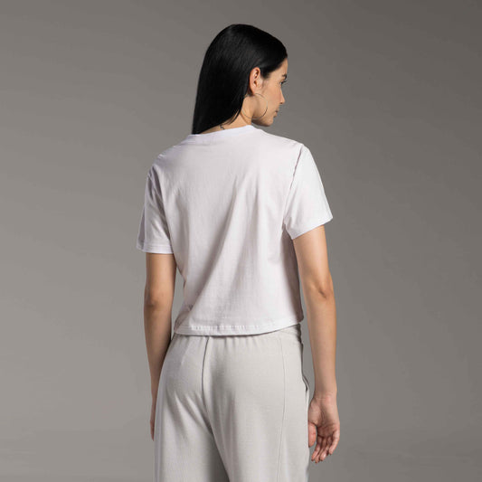 Tech T-Shirt Cropped Impermeável Bolso Feminina - Branco