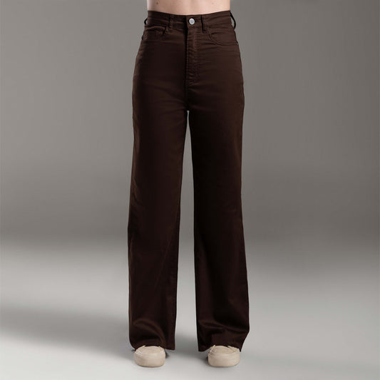 Calça Wide Tech Flex Feminina - Marrom