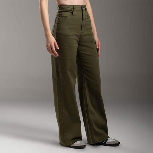 Calça Wide Tech Flex Feminina - Verde Carvalho