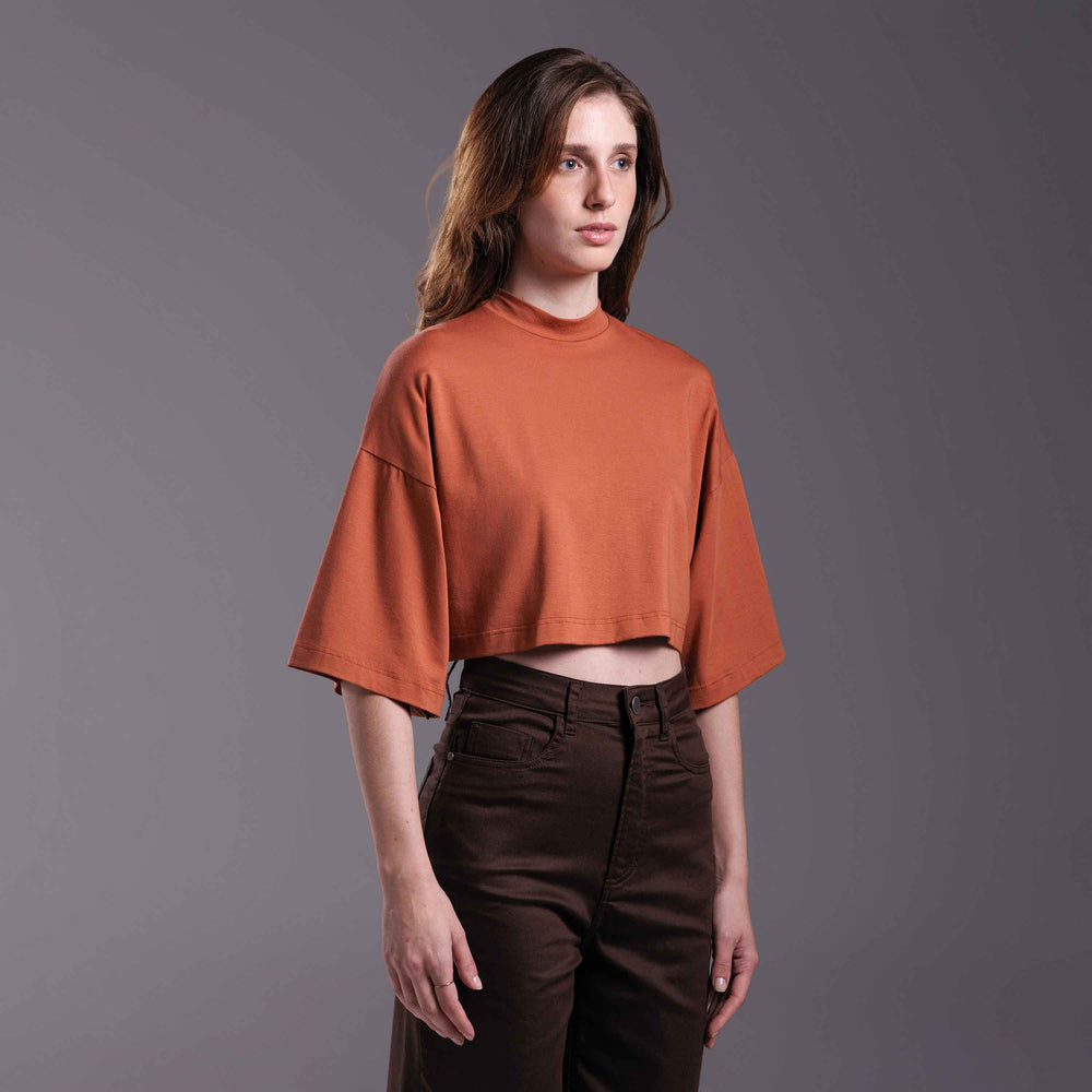 Tech T-Shit Cotton Anti Odor Boxy Feminina - Ferrugem