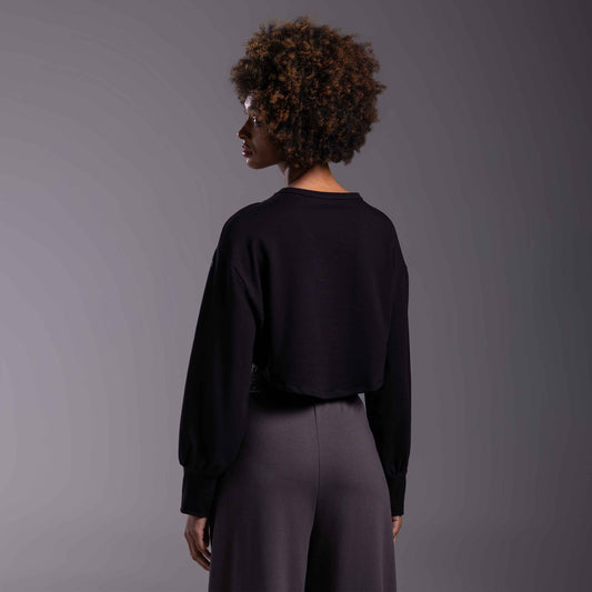 Blusão Cropped Moletom Stretch Tech NoLiquid Feminino - Preto