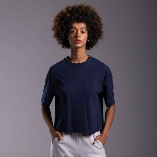 Tech T-Shirt Textura Anti Odor Feminina - Azul Marinho