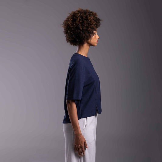 Tech T-Shirt Textura Anti Odor Feminina - Azul Marinho