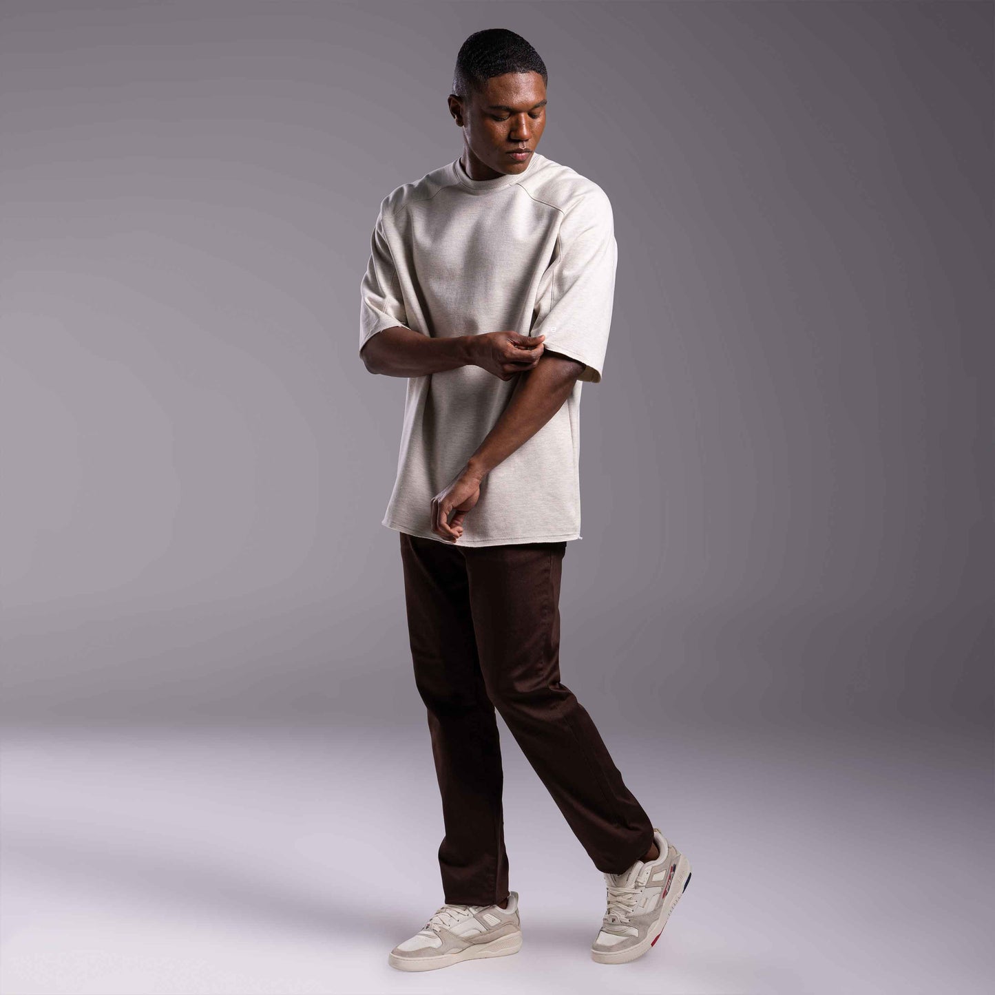 Tech T-Shirt Oversized Moletom Stretch NoLiquid Masculina - Vanilla Mescla