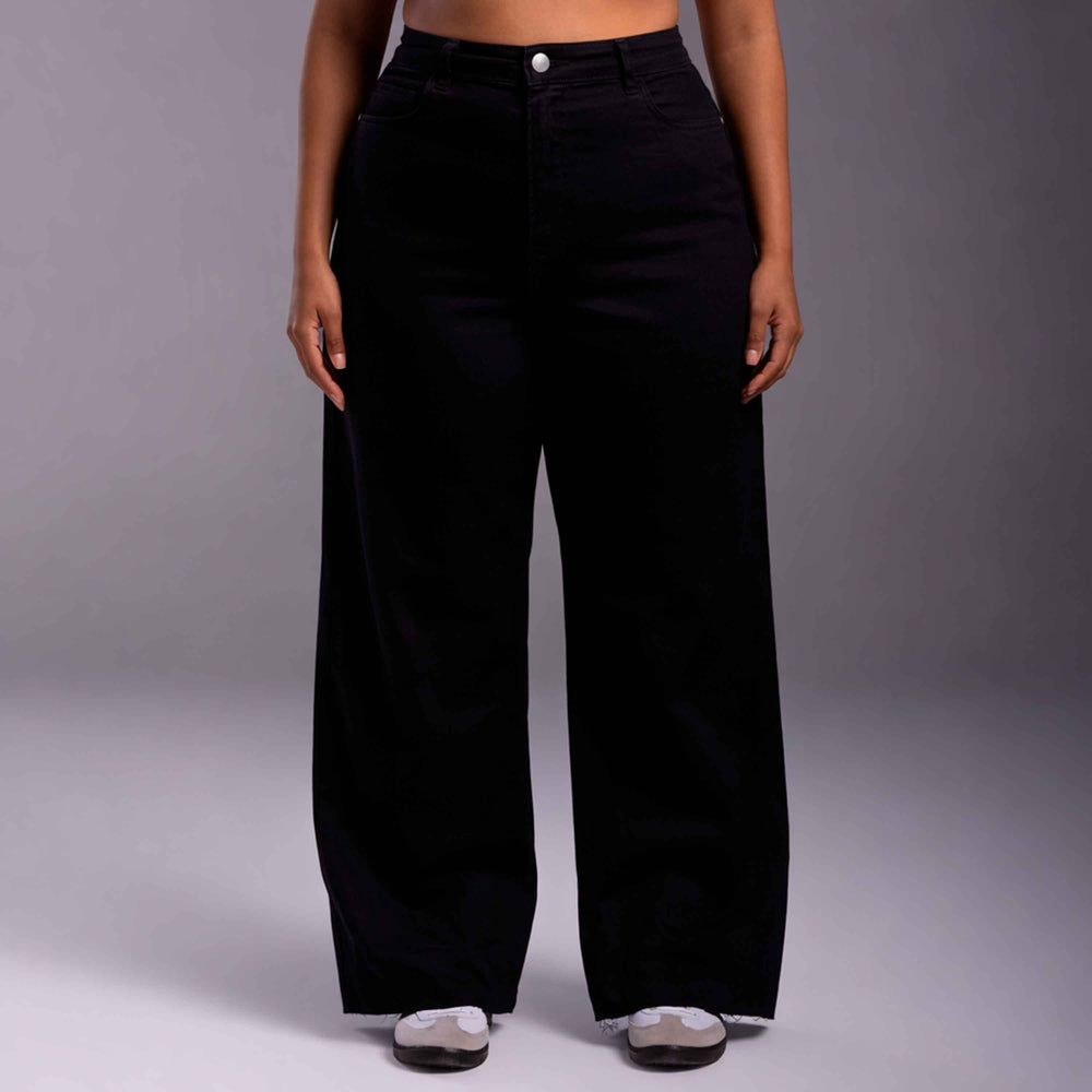 Calça Wide Tech Flex Feminina Plus Size - Preto