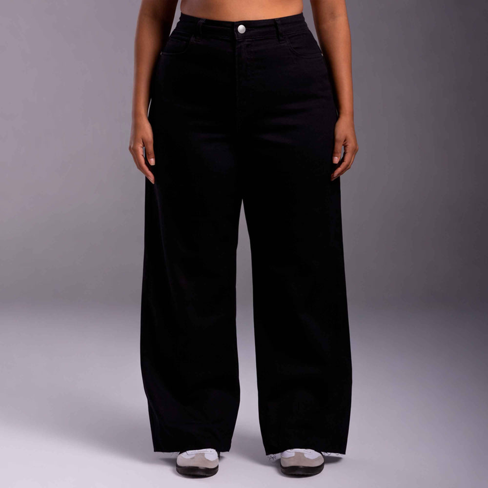 Calça Wide Tech Flex Feminina Plus Size - Preto