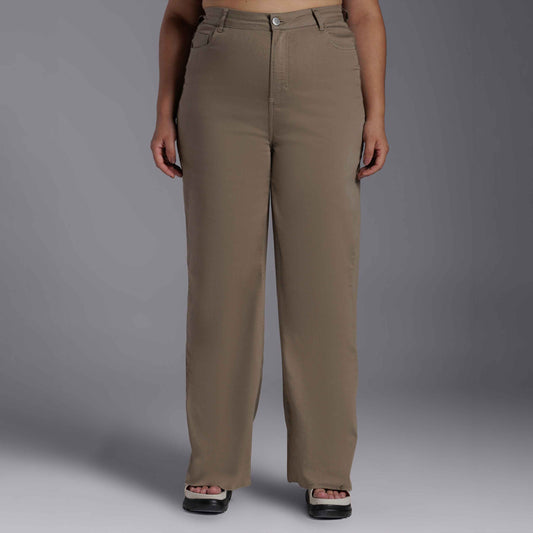 Calça Wide Tech Flex Feminina Plus Size - Verde Orvalho