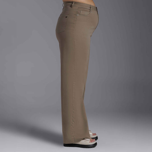 Calça Wide Tech Flex Feminina Plus Size - Verde Orvalho