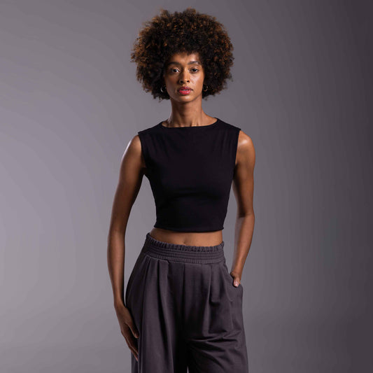 Top Cropped Cotton Tech Anti Odor Feminino - Preto