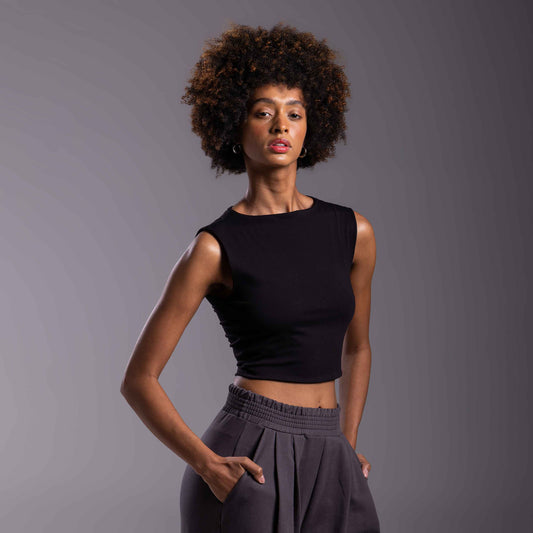 Top Cropped Cotton Tech Anti Odor Feminino - Preto