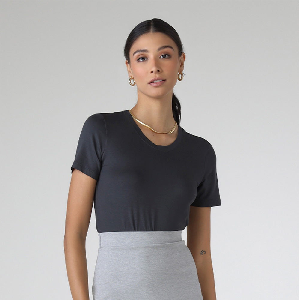 Tech T-Shirt Modal Feminina - Cinza Escuro