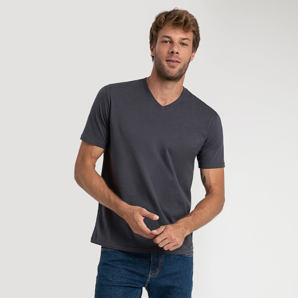 Tech T-Shirt Modal V Premium Masculina | Basico.com - Grafite