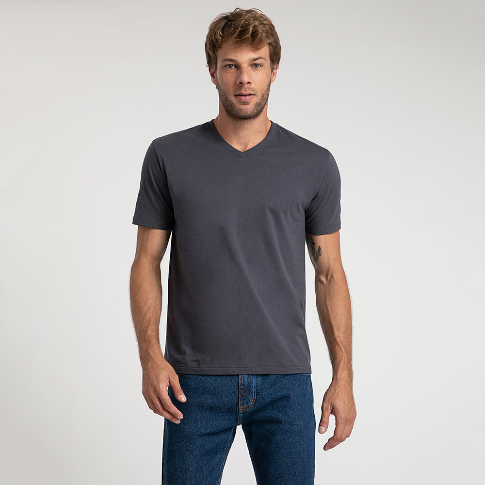 Tech T-Shirt Modal V Premium Masculina | Basico.com - Grafite