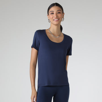 Tech T-Shirt Modal U Premium Feminina | Basico.com - Azul Marinho