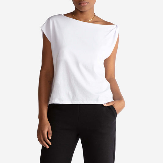 Blusa Algodão Ultraleve Assimétrica Feminina - Branco