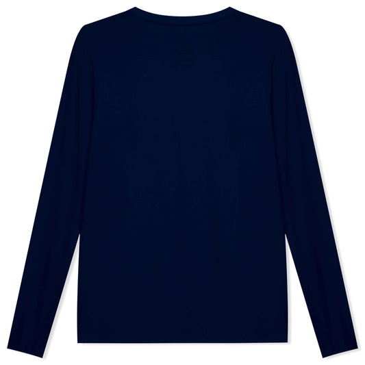 Camiseta Modal Gola U Manga Longa Feminina | Travel Collection - Azul Marinho