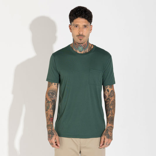 Camiseta Pima Bolso Masculina | Life Collection - Verde Pinho