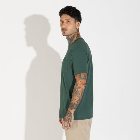 Camiseta Pima Bolso Masculina | Life Collection - Verde Pinho