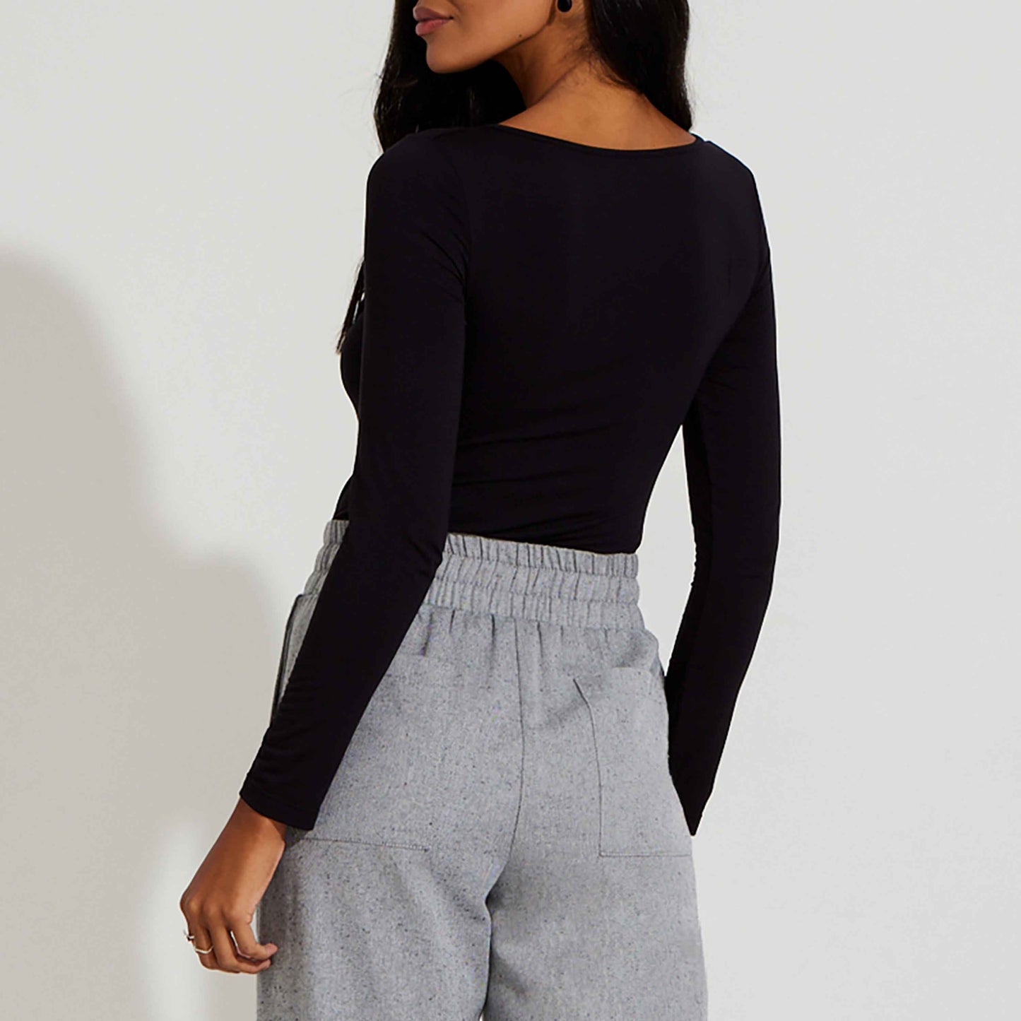 Undershirt Micromodal Manga Longa Feminina - Preto