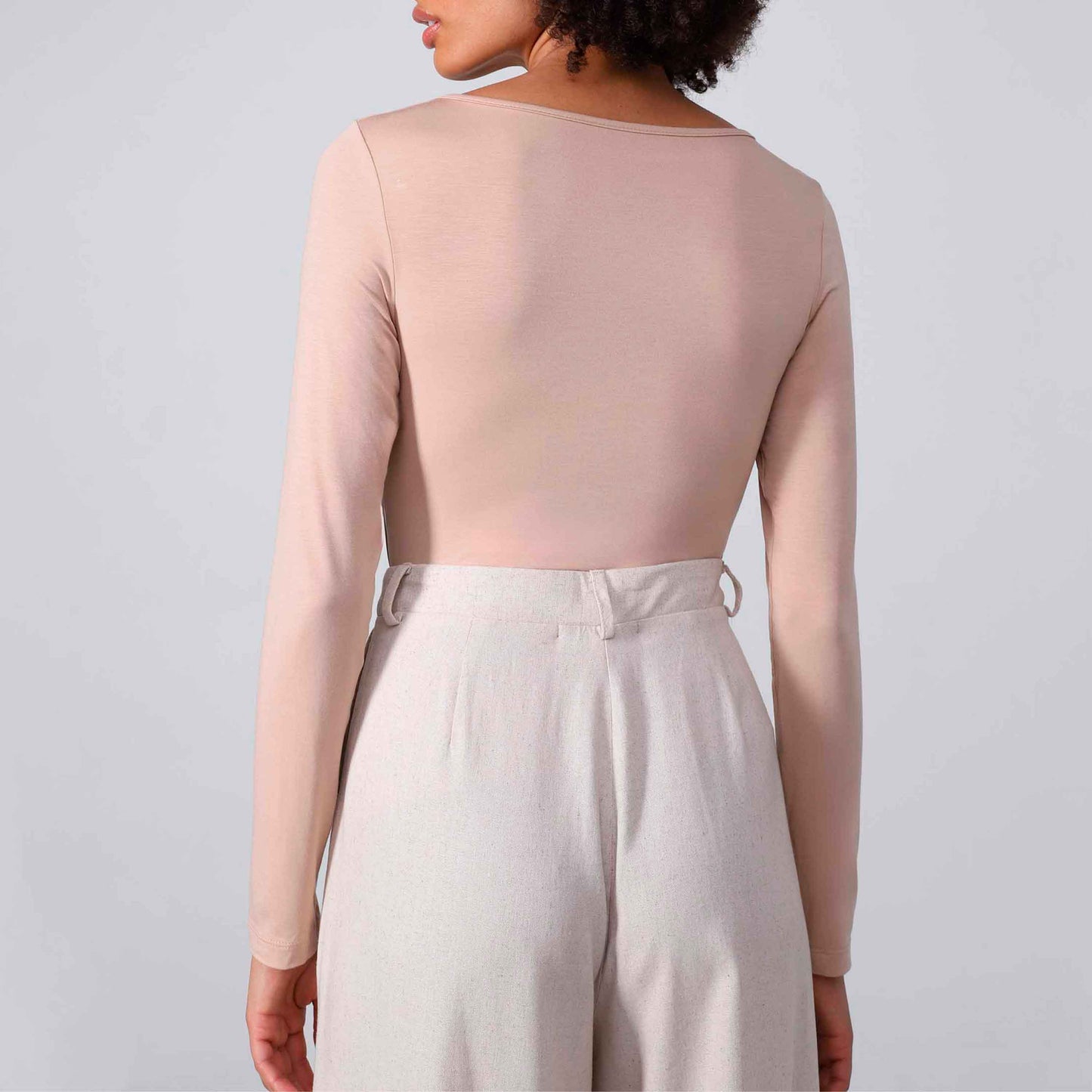 Undershirt Micromodal Manga Longa Feminina - Bege Camel