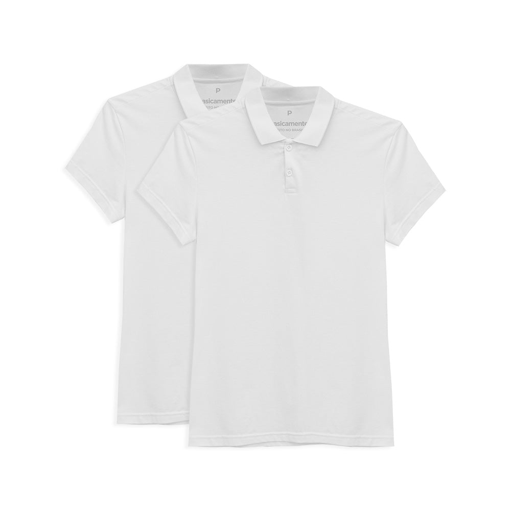 Kit 2 Camisas Polo Feminina - Branco