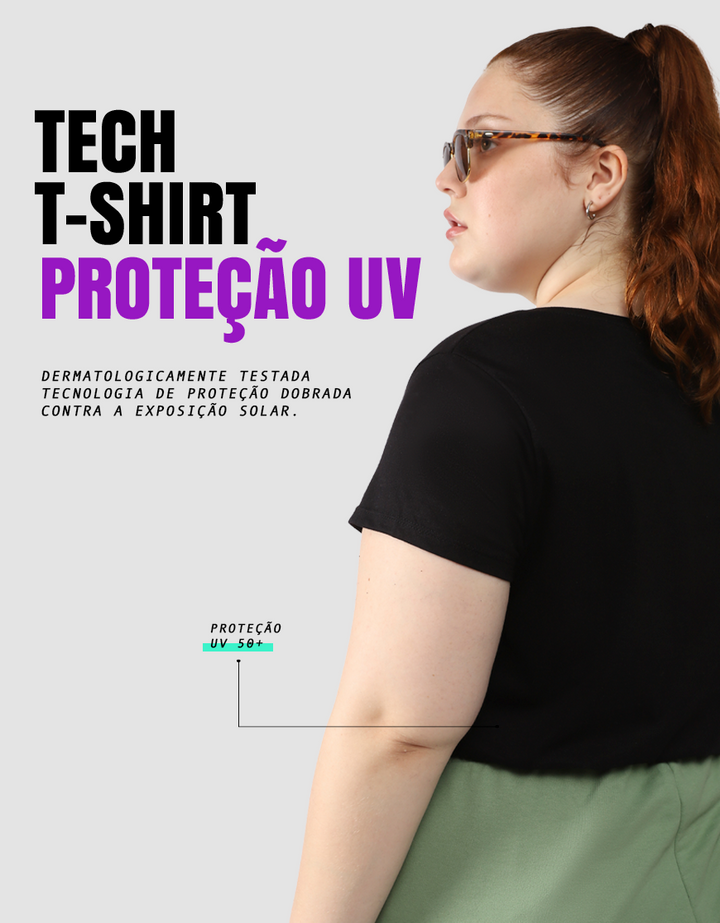 Tech T-Shirt Proteção UV contra os raios UVA e UVB, além de ser 100% algodão