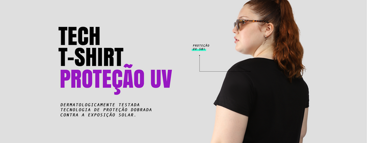 Tech T-Shirt Proteção UV testada e aprovada contra os raios UVA e UVB é 100% algodão