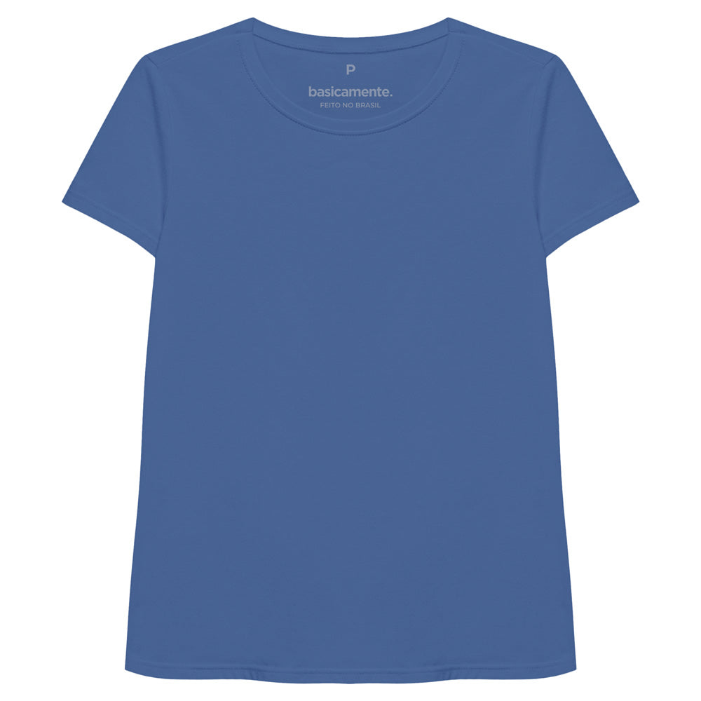 Camiseta Babylook Algodão Premium - Azul Oceano