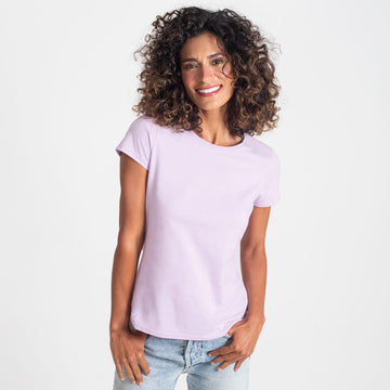 Camiseta Babylook Algodão Premium Feminina - Lilás Lavanda
