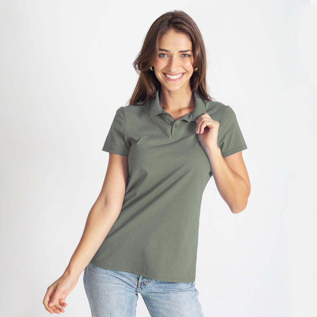 Camisa Polo Feminina - Verde Militar